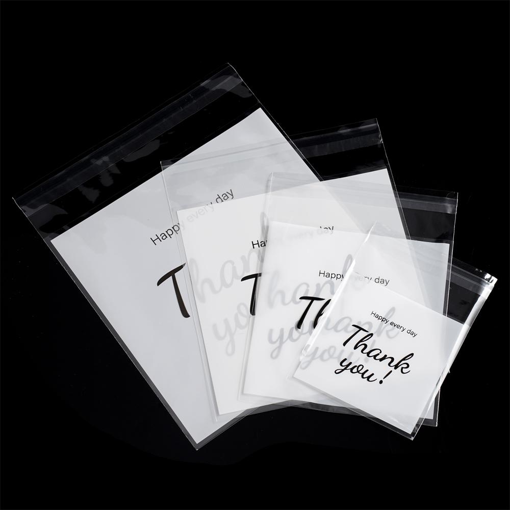 100pcs Thank You Plastic Jewelry Bag Self-Adhesive Candy Opp Bag for Homemade Gifts Beads Earrings Bag DIY Jewelry Packaging Bag
