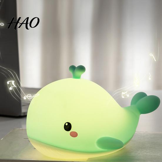 Cute Nursery Bedside Lamp Whale Silicone Touch Night Light, USB Rechargeable with Bedroom Decor 3 Brightness & Remote Control, 30 Min Timer