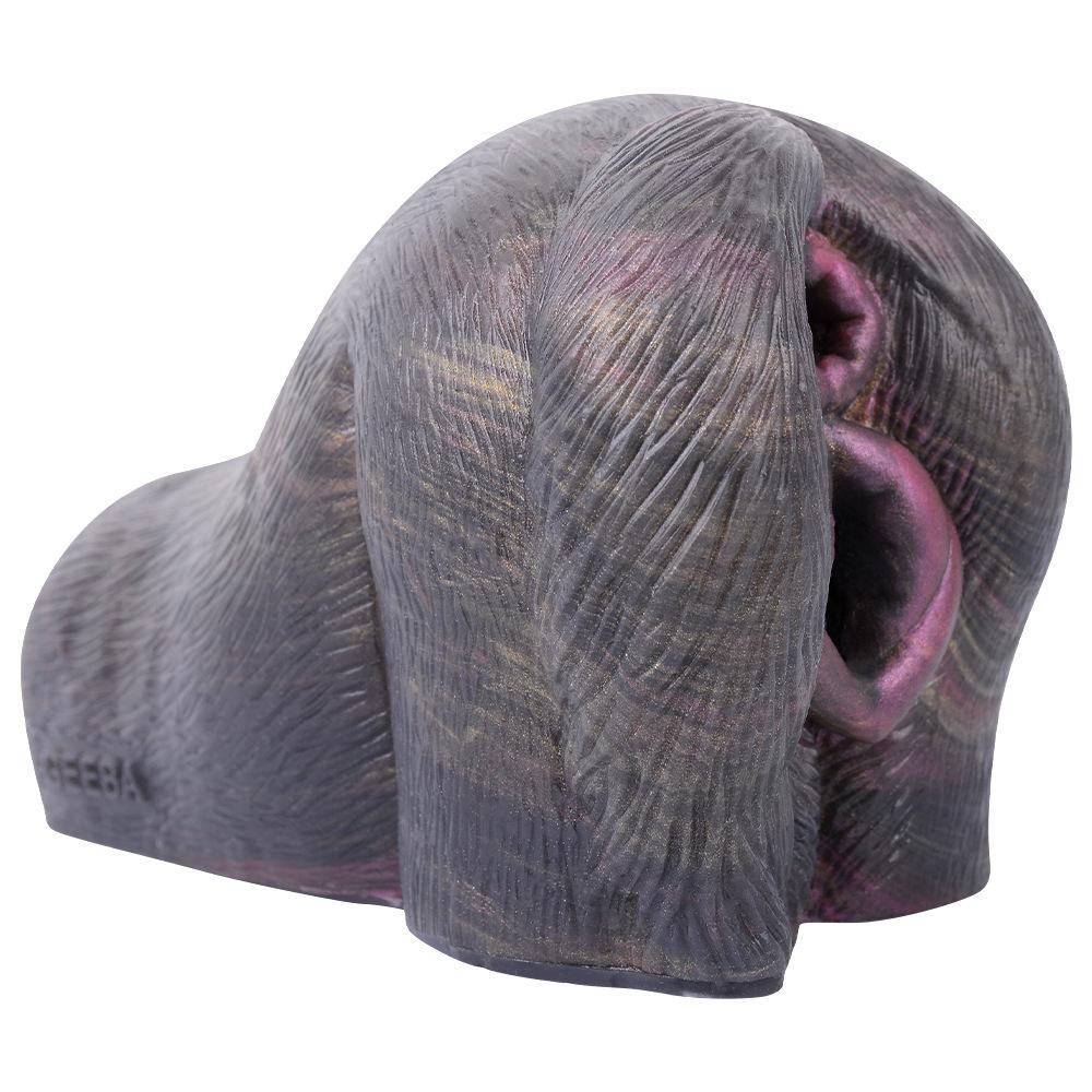 Masturbation Cup Liquid Silicone Sex Toys 738g 14*10.5cm Black Simulation Animal Vagina Fox Manual