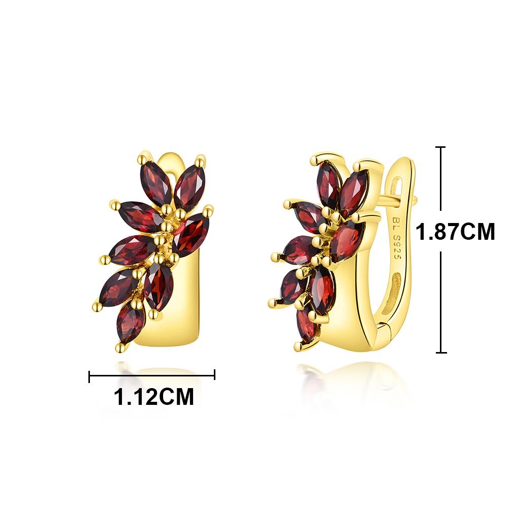 Nya mönster Smyckesset med naturlig röd granat ädelstensring örhänge 925 sterling silver 18k guldplätering fina smycken för kvinnor