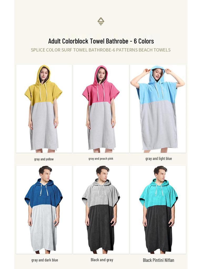 Microfiber Hooded Poncho Towel - Quick-Dry Changing Robe for Swimming, Surfing, and Beach for Men & Women