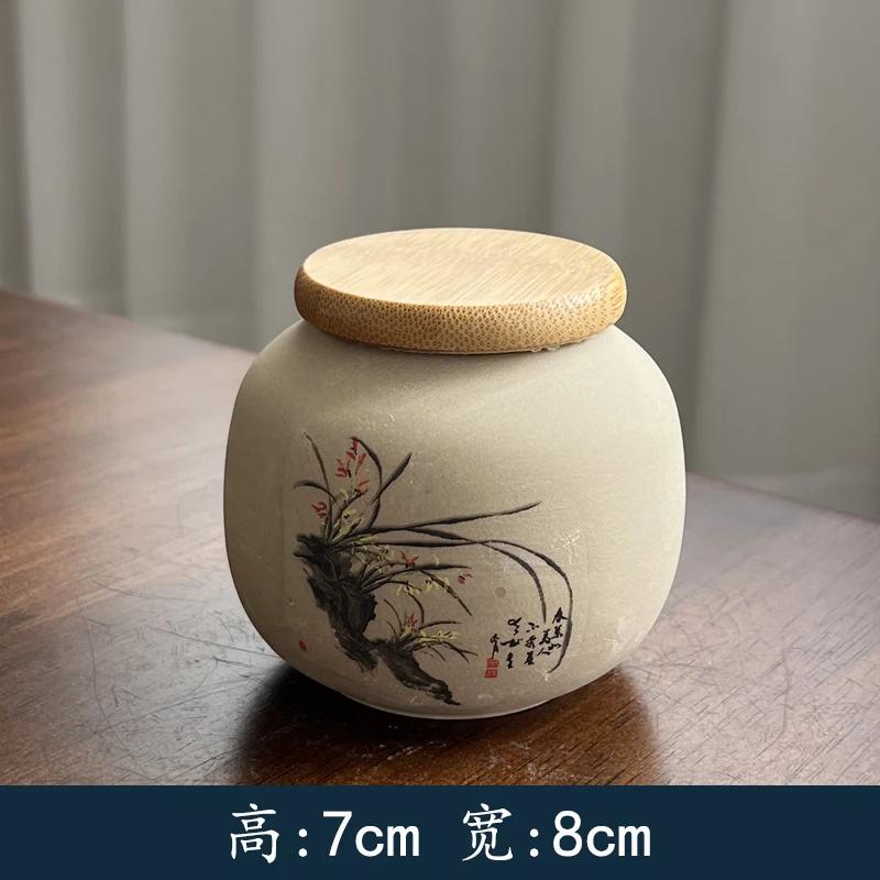 

1pc Portable ceramic small tea jar for household use Living room home decoration Candy box Sealed storage tank Lotion container
