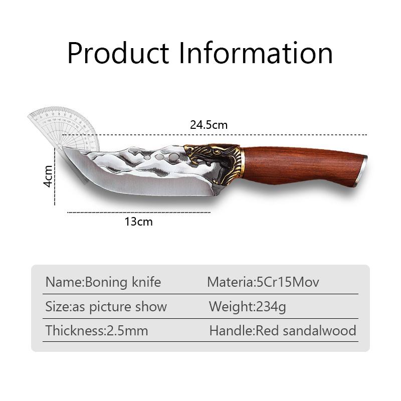Handmade Forged Stainless Steel Camping Barbecue Outdoors Fishing Kitchen Meat Fruit Cutting Knife