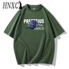 HNXC Cotton Short Sleeve T-shirt Men's Fashion Loose Half Sleeve Shirt Printed Compassionate Shirt