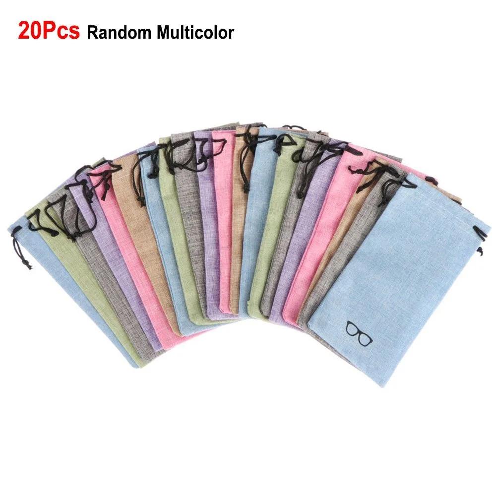 5/10/20Pcs Portable Linen Fabric Pouch For Sunglasses Bag Multi-Functional Eyeglasses Case Optical Glasses Lanyard Cloth Bags