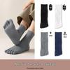 Langsha Men's Pure Cotton Mid-Calf Five-Toe Socks (4-Pack)