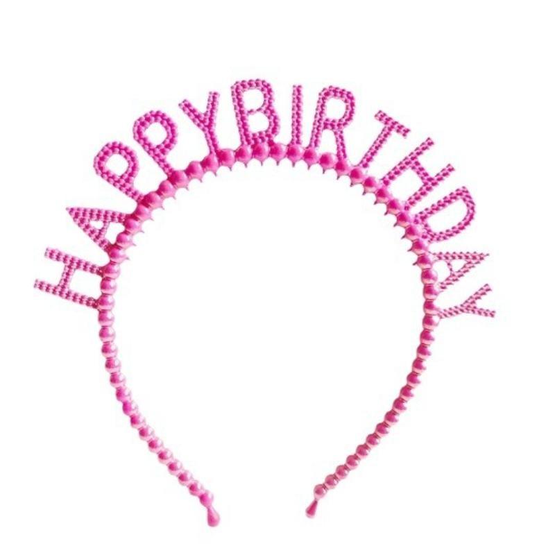 New Pearl Hair Band Happy Birthday English Letter Headband Children's Birthday Party Jewelry Gift Hair Accessories for Girls