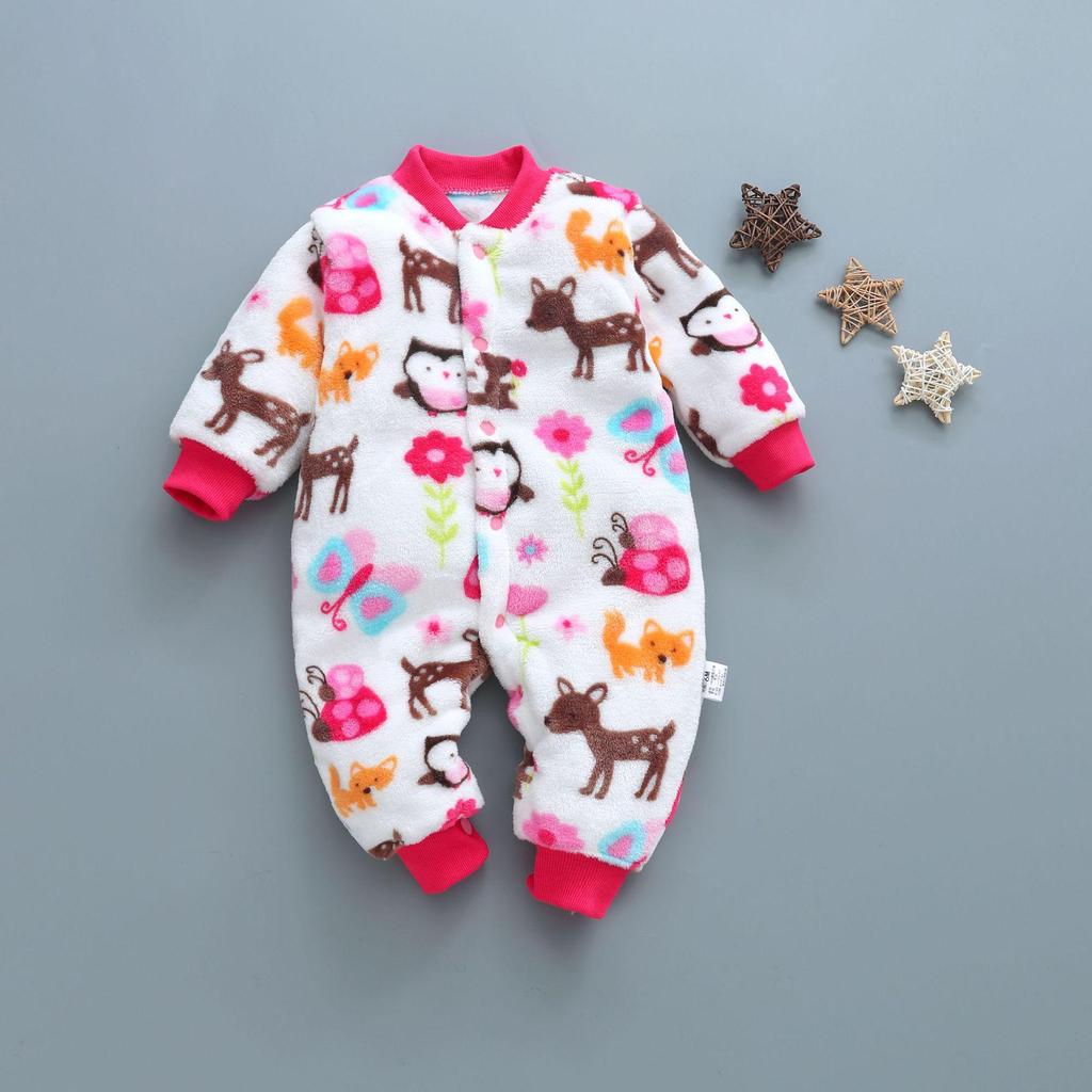 Tutina Spessa da Cartone Animato per Bambino: Flanella morbida, carina, a maniche corte per autunno/inverno