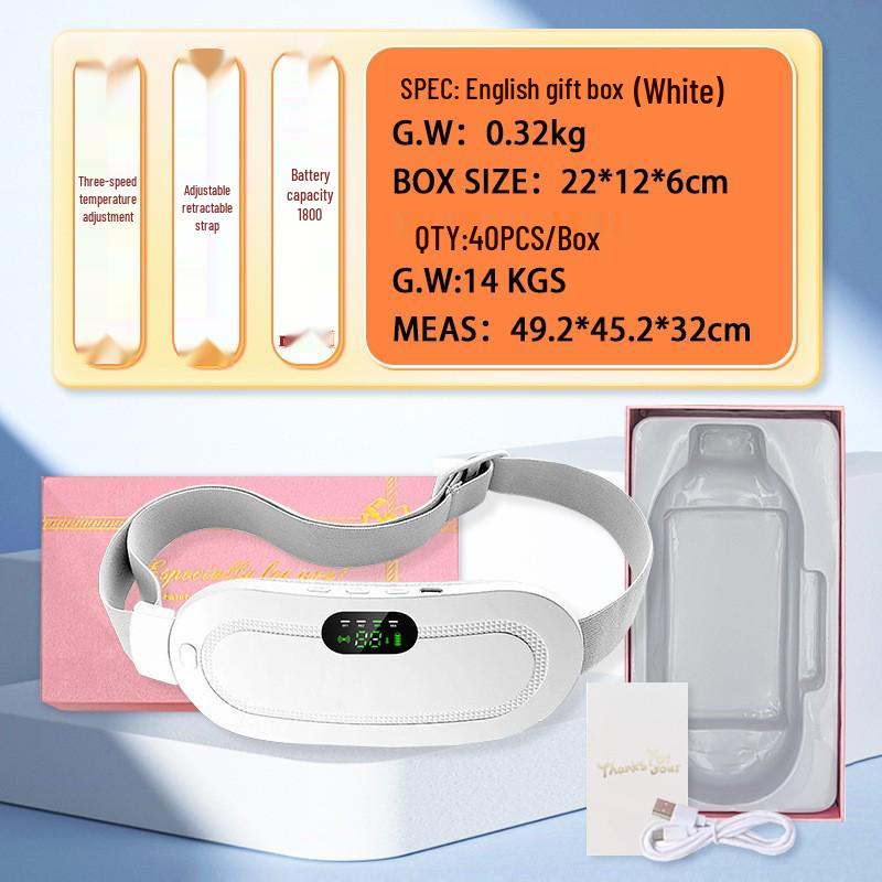 

Новый женский электрический пояс для поддержки талии с подогревом и вибрационным массажем для облегчения менструальной боли English Packaging