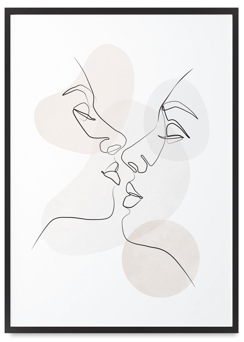 

Plakat portret dwie twarze w czarnej ramce 21x30 cm