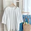 New Arrivals Open Run Women Round Neck Pintuck Short Sleeve Blouse Viscose Cut