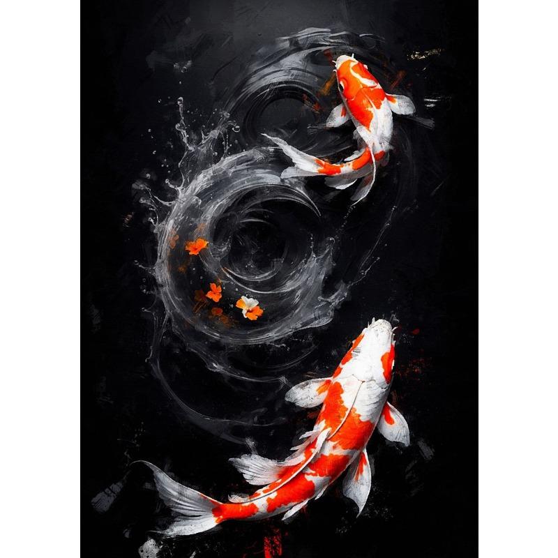 Chinese Red Koi Fish Landscape Picture Carp Canvas Painting HD Print Posters for Modern Living Room Wall Art Home Decor Cuadros