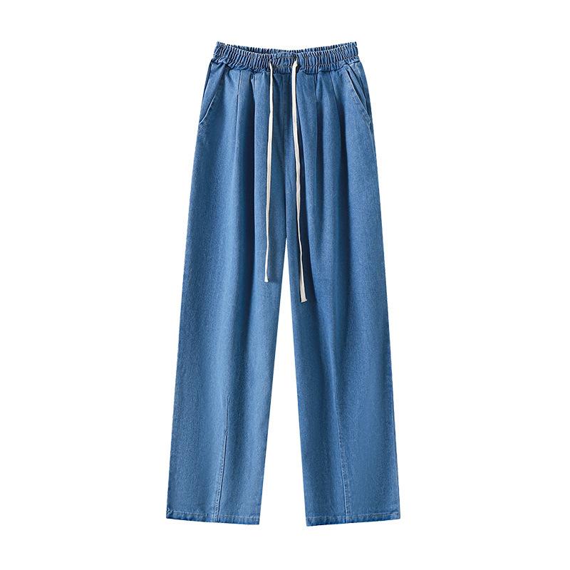 Plus Size Straight Jeans for Women Spring and Summer Senior Sense of Thin Wide-leg Trousers