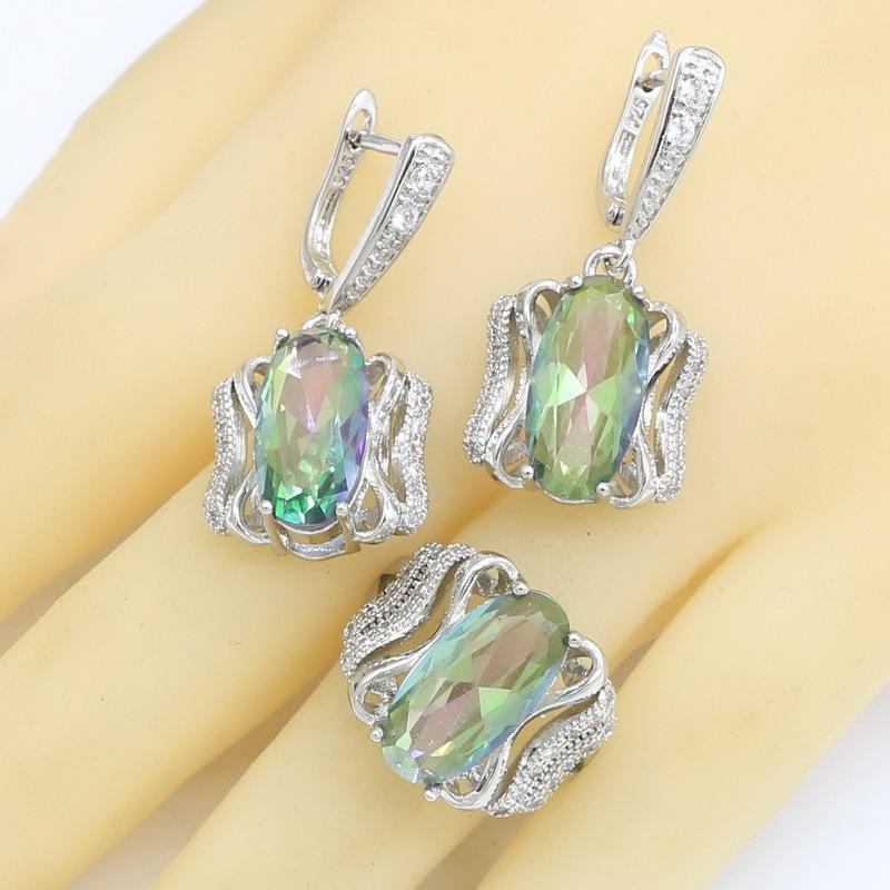 Set Bijuterii Colorate cu Zirconiu Stil European și N Decor Nuntă Petrecere Banchet Decorațiune Rochie Doamne