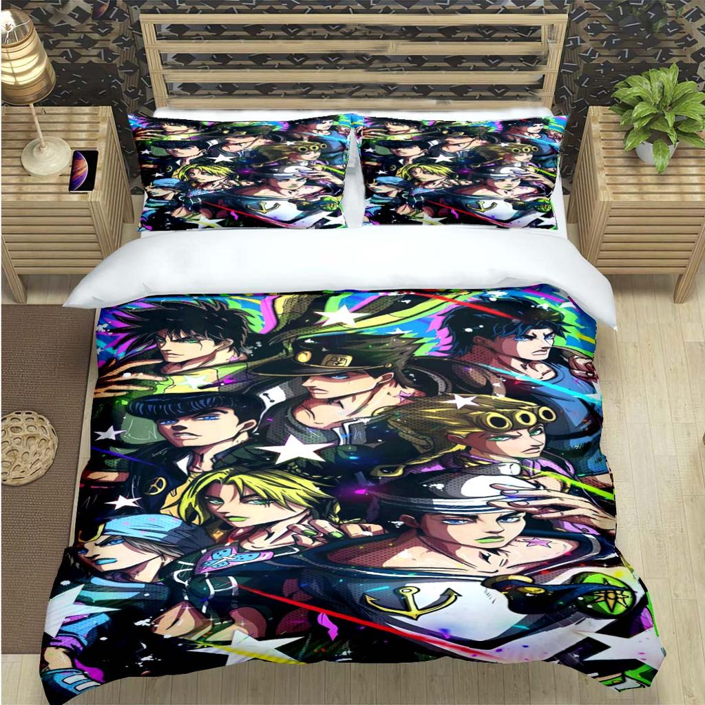 Beliebte Cartoon J-Jojo’S Bizarre Adventureprint Bettwäschesets Bettzubehörset Bettdeckenset Teenager Mädchen Einzelbett Einzelbett Kindergeschenk