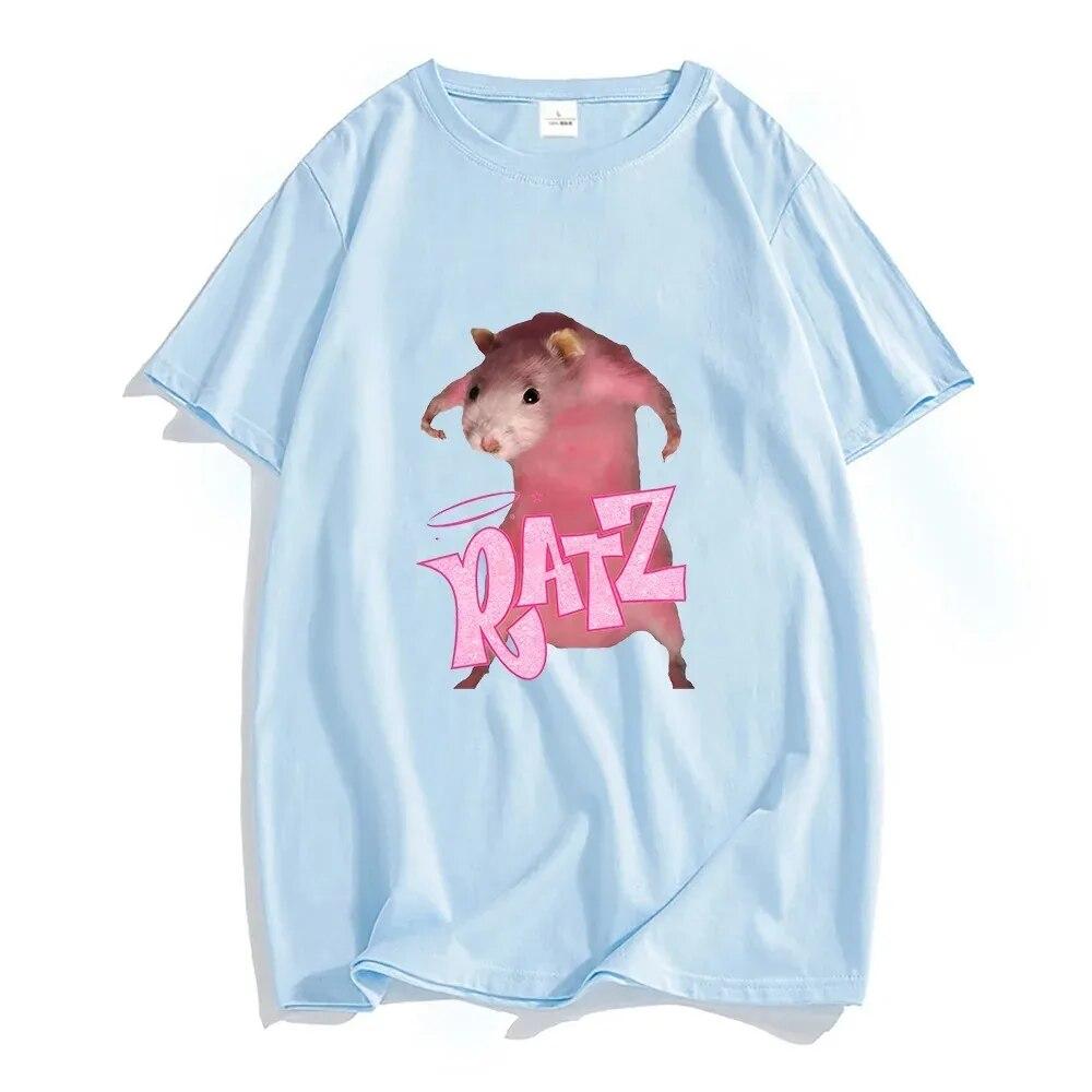 Ratz Pink Mouse Cartoon T-shirt 100% Cotton Short Sleeve Unisexs Tee-shirt Casual Kawaii Summer O-neck Tshirt Cute Unisex Soft Shirts Unisex