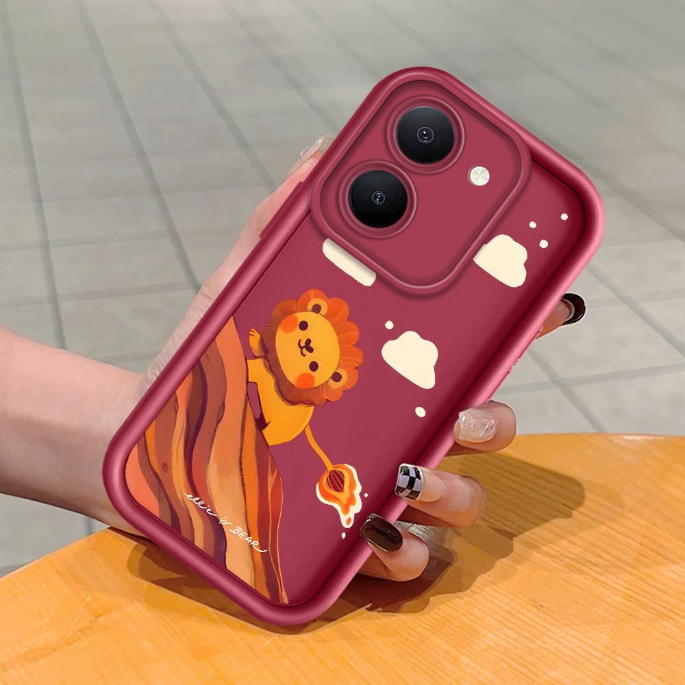 

Мягкий силиконовый квадратный чехол с рисунком лестницы для телефона, полное покрытие, противоударный защитный резиновый чехол для камеры для Vivo Vivo T1 5G темно-красного