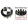 For BMW M Car Black White BMW Logo Front Hood Emblem 82mm Rear Badge 74mm Wheel Hub Cap 56mm steering wheel sticker 45mm Accessories CVA3
