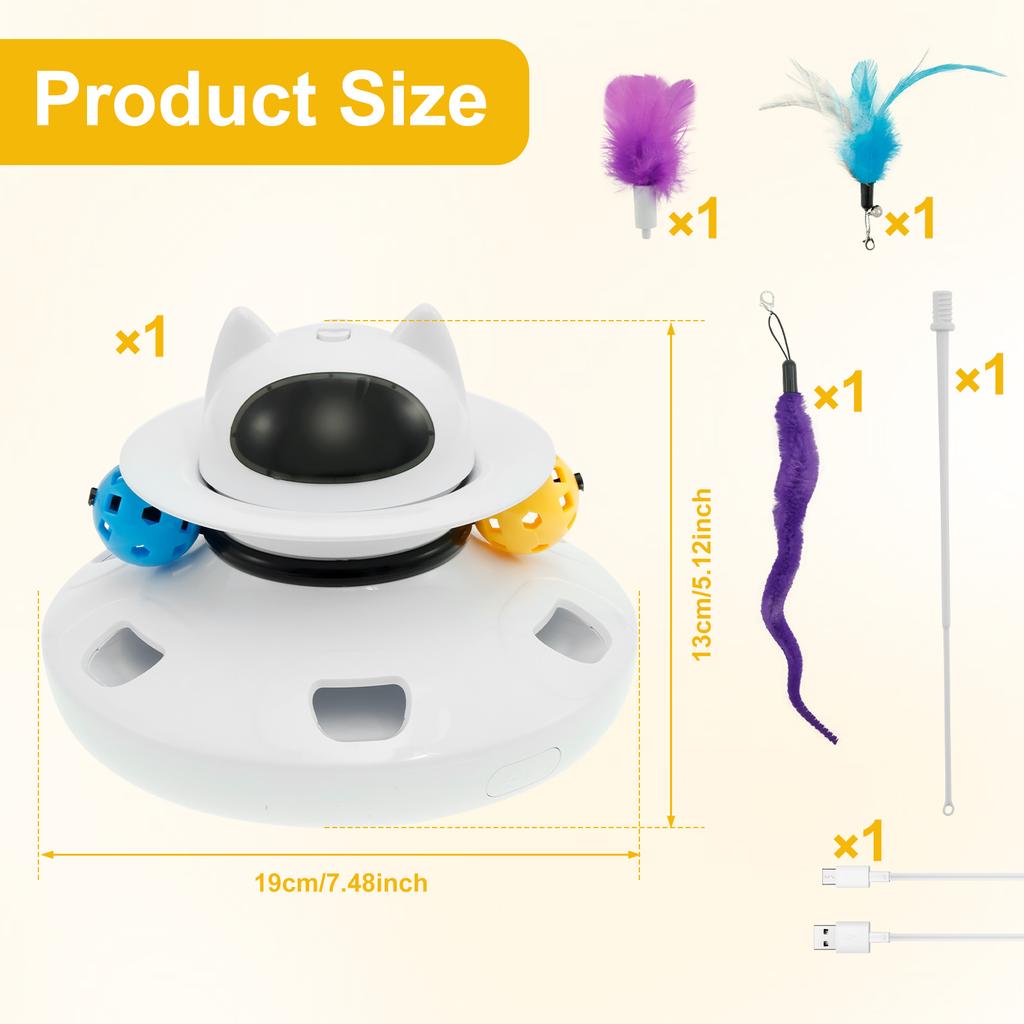 Smart Teaser Cat Toy Electric Interactive Cat Toys ABS Cat Teaser Toys 4 In 1 Indoor Cats Toys Rotating Cat Toys Cat Supplies