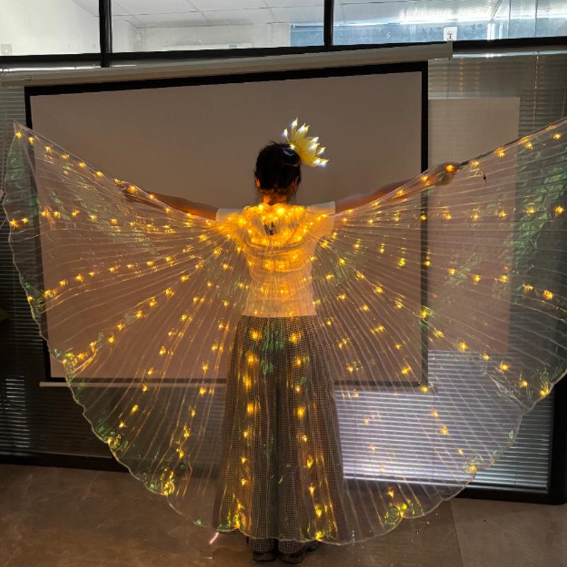 Retractable LED Luminous Butterfly Wings Costume for Halloween, Cosplay, and Performances - Adult and Child Sizes Available