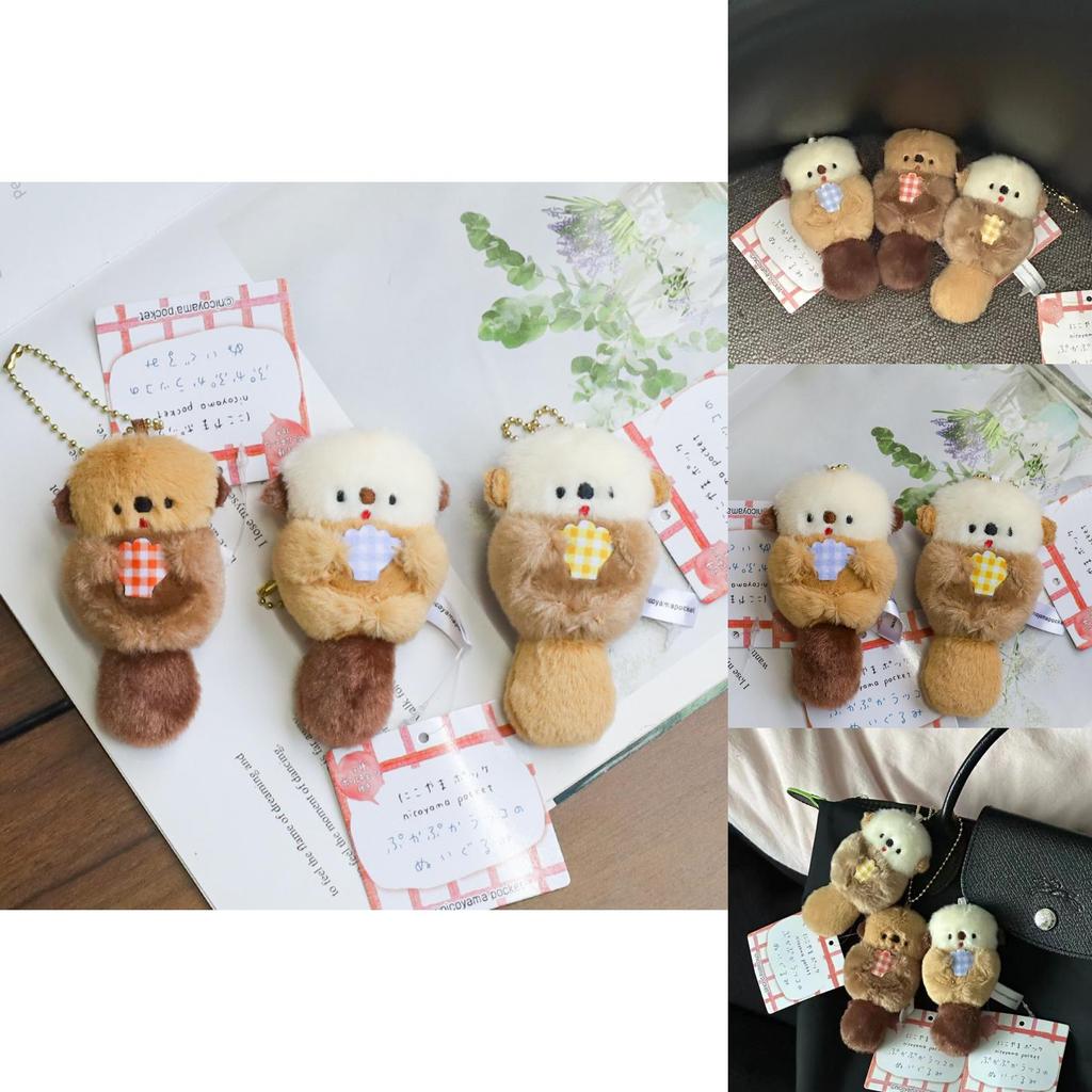Adorable Cute Otter Plush Keychain Soft Stuffed Animal Shell Charm Gift For Kids