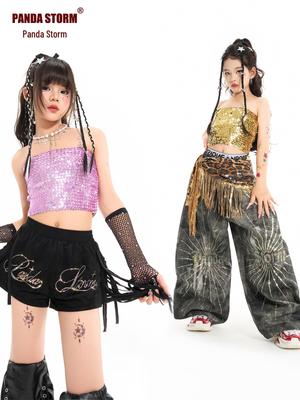 Children's Hip Hop Jazz Dance Performance T-Shirt & Vest Set for Boys & Girls
