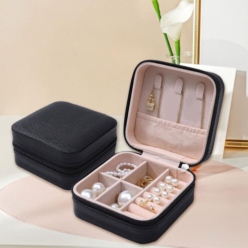 PU Leather Jewelry Box Accessory Organizer with Soft Velvets Interior Storage Case for Earrings Bracelets Necklaces
