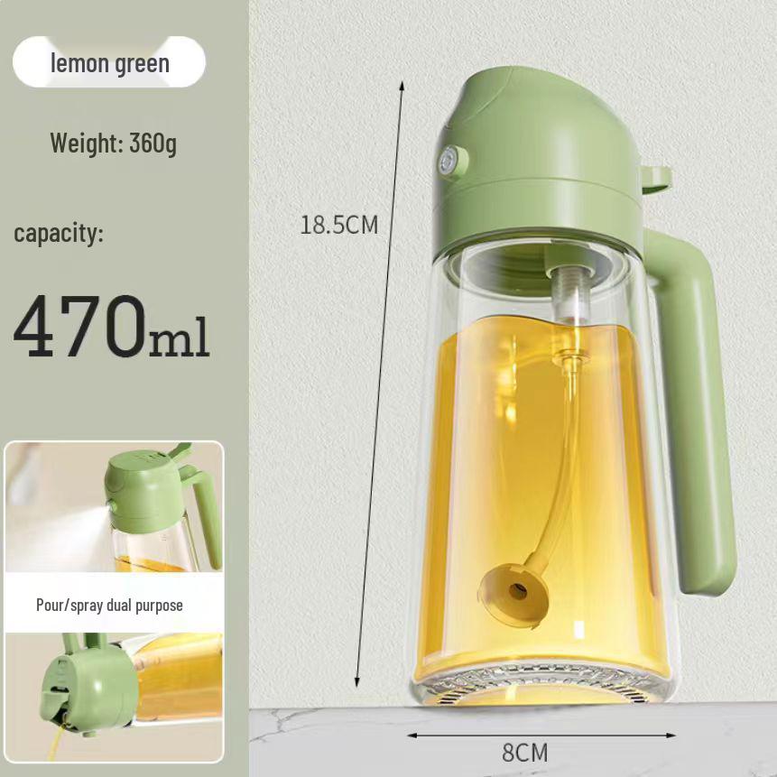 

Dual-Use Glass Oil Spray & Pour Bottle - Leak-Proof, Thickened, Atomizing Oil Can for Kitchen 470ml