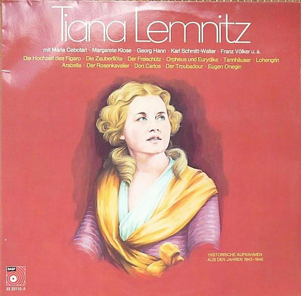

LP Record TIANA LEMNITZ - Historische Aufnahmen Aus Den Jahre 22221105 BASF 1974 Germany Classical Used