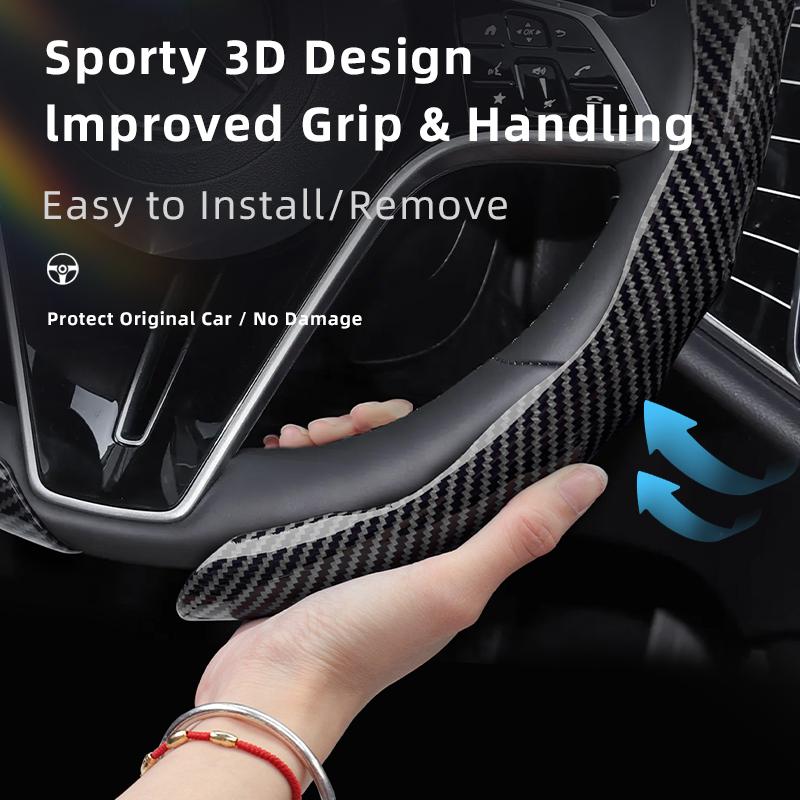 Suitable for Mercedes-Benz Carbon Fiber Texture Steering Wheel Cover Snap-On Wave-Shaped Sports Design Protective Case V G S a E C Class Gle Glc