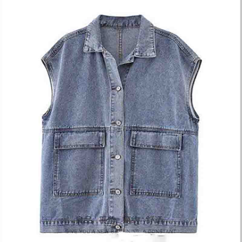 

Женская свободная нижняя рубашка с длинными рукавами, корейская версия, джинсовый жилет, куртка, кардиган без рукавов, повседневный S