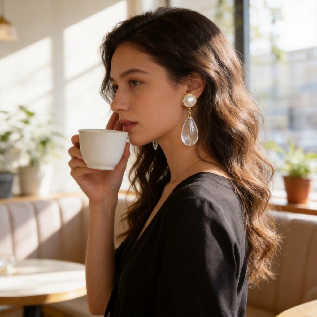 Vintage Style Large Gemstone Earrings With Elegant Water Drop Design For Women