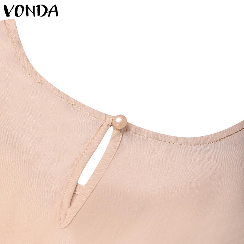 VONDA Women Round Neck Casual Long Sleeve Elegant Oversized Blouse