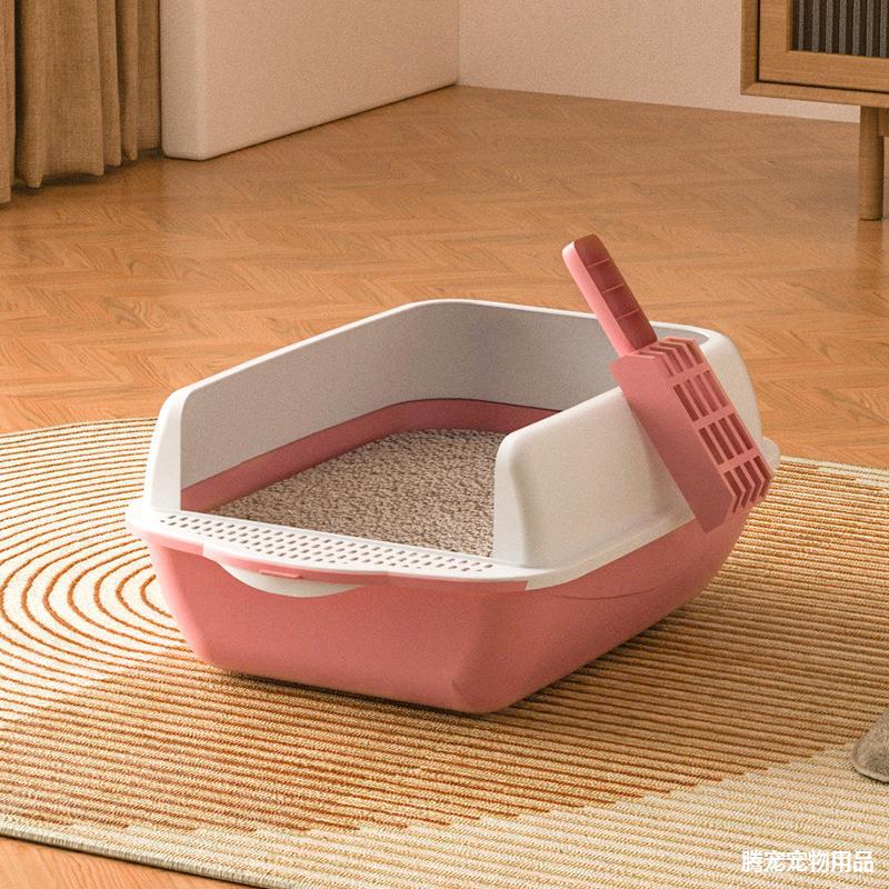 Caixa de areia para gatos Semi-fechada, vaso sanitário para gatos extragrande, bacia para fezes de gatinho anti-respingos, à prova de odores e anti-areia, suprimentos para caixa de areia para gatos