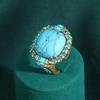Vintage Art Deco Turquoise Ring | 18K Gold-Plated & Copper | Prong-Set Stone Design