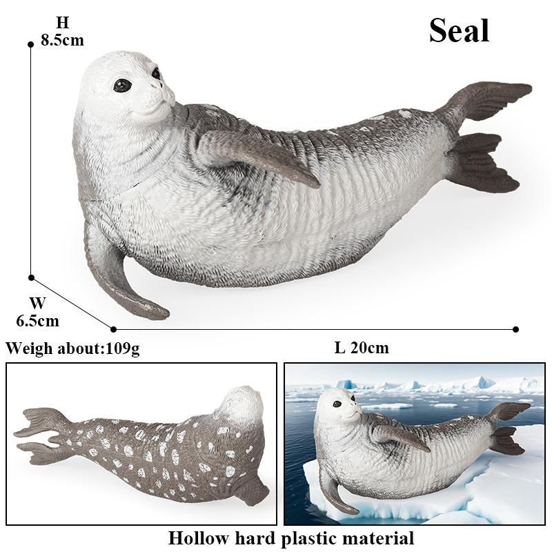Oenux New Sea Life Seal Sea Lion Orcas Blue Whale Shark Megalodon Dolphin Aquarium Ocean Marine Animals Model Kids Toy Gift