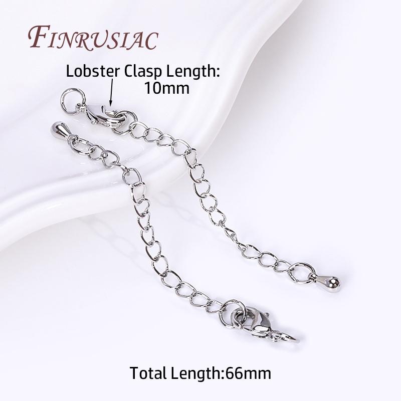 10/12mm Lobster Clasps Extension Chain,Rhodium/ 18K Real Gold Plated Brass 66mm Extension Tail Chain DIY Jewelry Making Findings