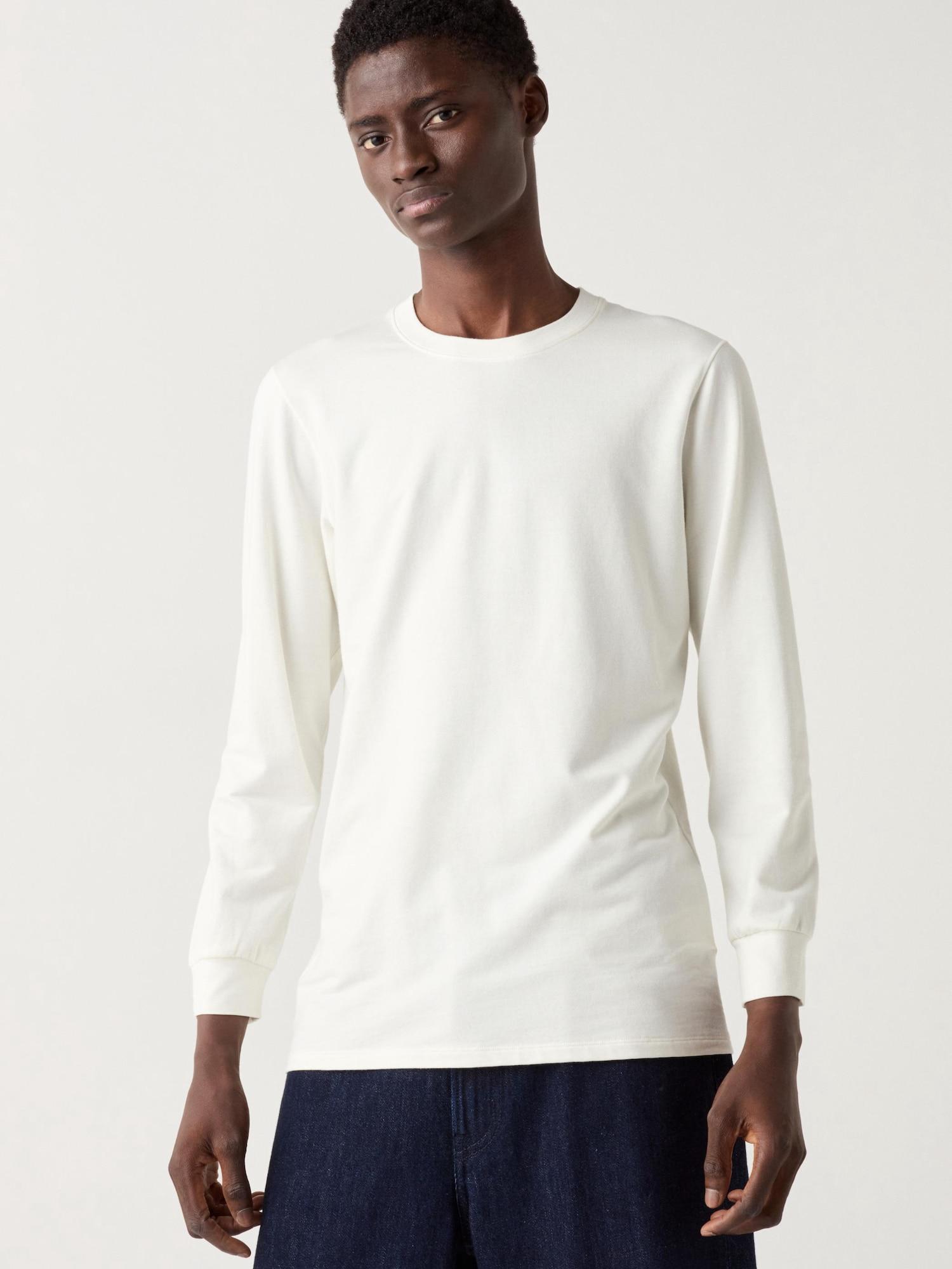 

Футболка Uniqlo Japan HeatTech CoTTon с круглым вырезом и очень теплыми ночными рукавами 01 OFF WHITE/XS