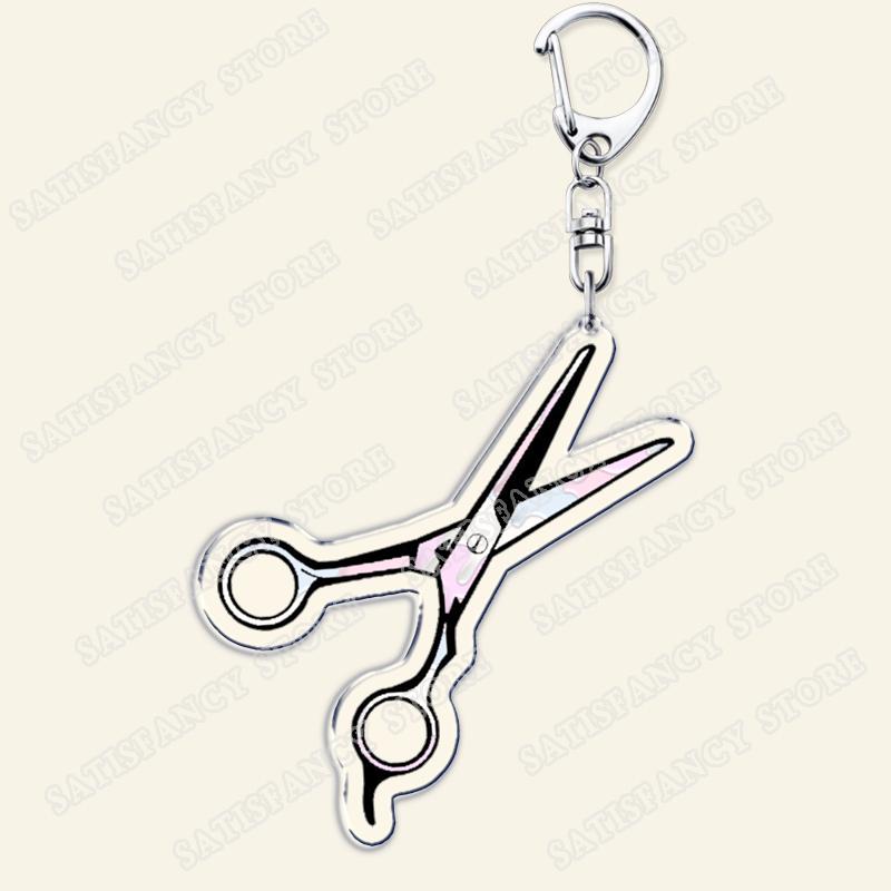 Barber Shop Keychains for Accessories Bag Barbershop Scissors Hairdresser Beard Hairstylist Keyrings Jewelry Friends Fans Gifts