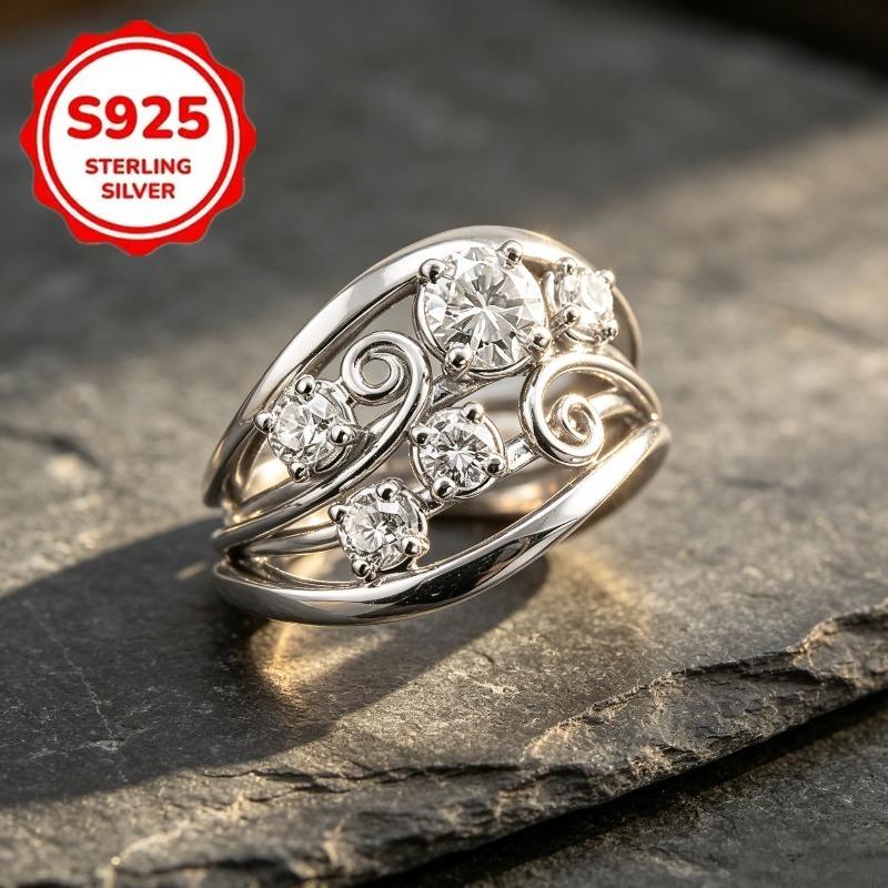 An elegant ring for women925Pure silver inlaid with brilliant stones3A Premium zirconia jewelry is a meaningful gift choice for birthday occasions