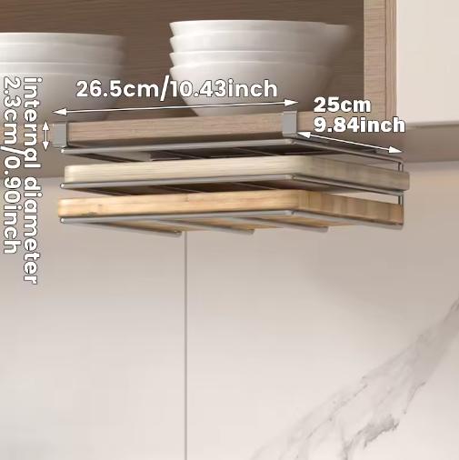 Küchen-Hänge-Organizer-Regal mit Haken unter dem Schrank Papierhandtuch Lappen Aufhänger Schneidebrett Topfdeckelhalter Lagerregal