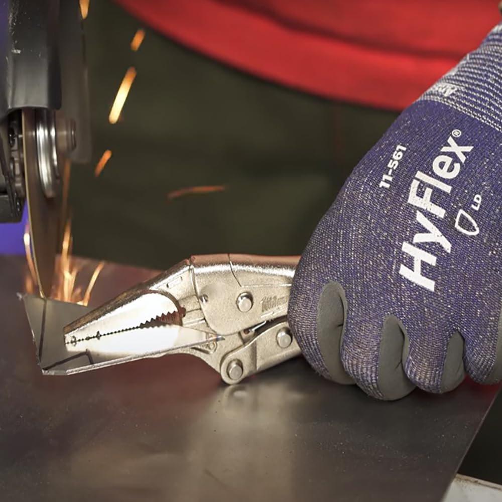 Ansell HyFlex 11-561 Cut Resistant Work Gloves Size L Level C 15-Gauge Nitrile Coated Palm Grippy Touchscreen Compatible High Durability 1 Pair