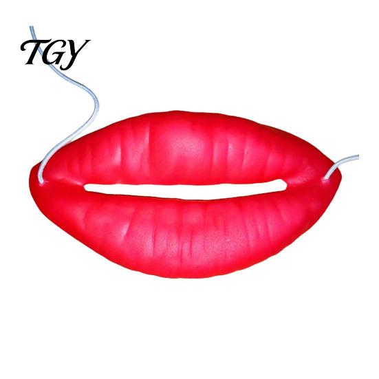 Comfortable Wearable Props Funny Red Lip Face Masque, Big Sausage Mouth Cosplay Prop, Halloween Costume Accessory Novelty Prank Lips Gag Toy for Party