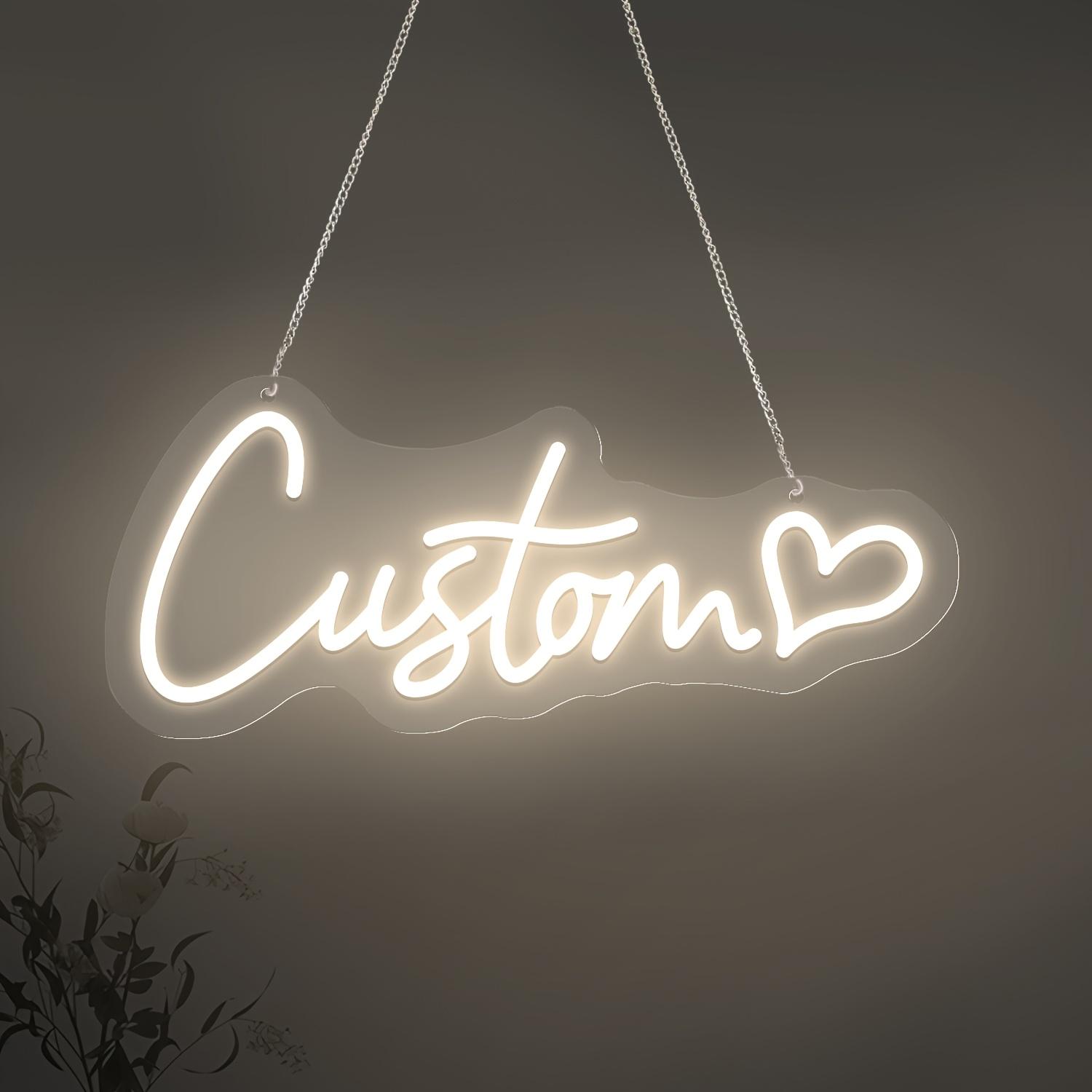 

Custom LED Neon Signs Wall Decoration Perfect for Bedroom, Wedding, Birthday, Party Decoration, Valentine S Day Gifts 10in25cm 4letters теплим білим кольором