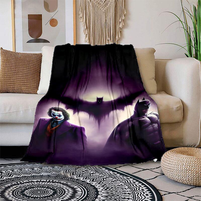 1pc Batman Vs Joker: Dark Knight Showdown Cartoon Blanket,Portable Throw for Travel & Camping, All Season Cozy Blanket,Ideal Gift
