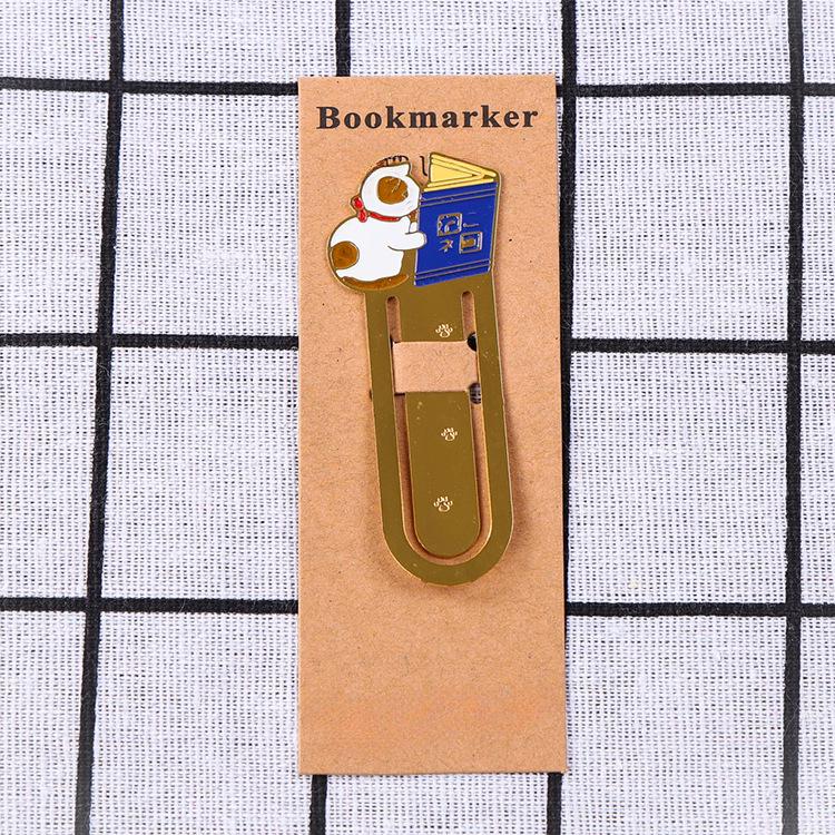 1PC New Cartoon Cute Cats Bookmark Gold-plated Book Folder Metal Label Student Gift Animals Stationery School Supplies