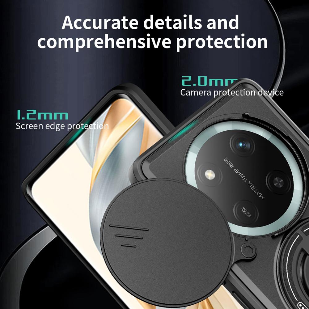 KEYSION Magnetic Phone Case for Honor X9c 5G Slide Camera Protection Upright Kickstand Shockproof Back Cover for Magic 7 Lite 5G