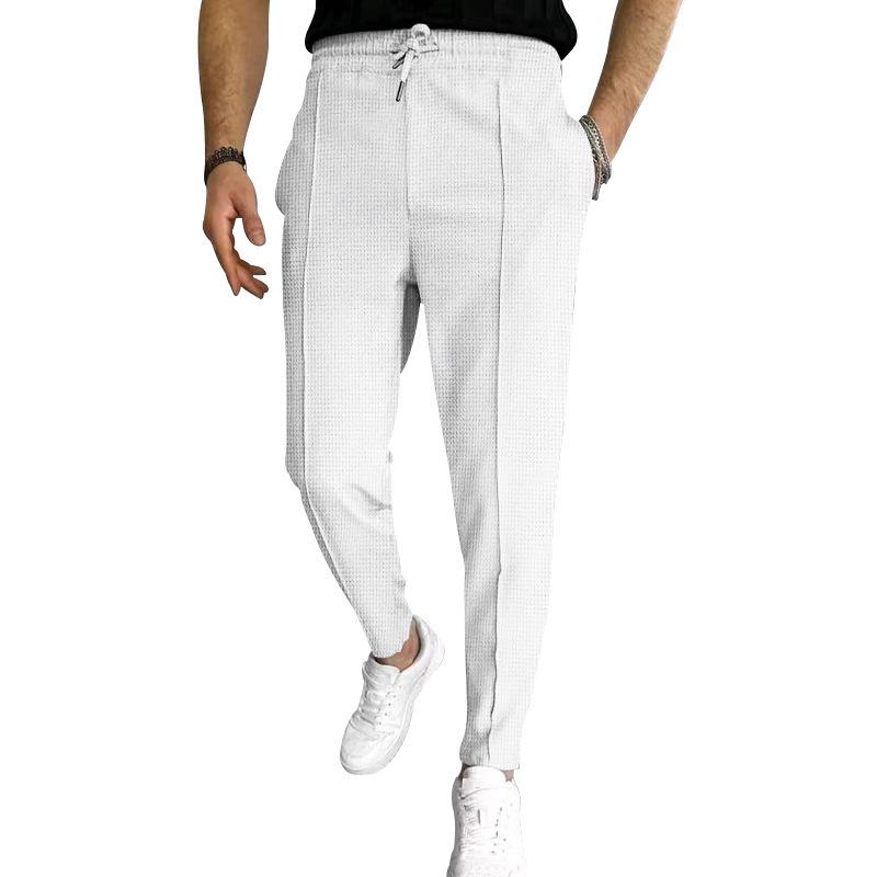2023 Men's Waffle Drawstring Sports Casual Trousers - European and American Style