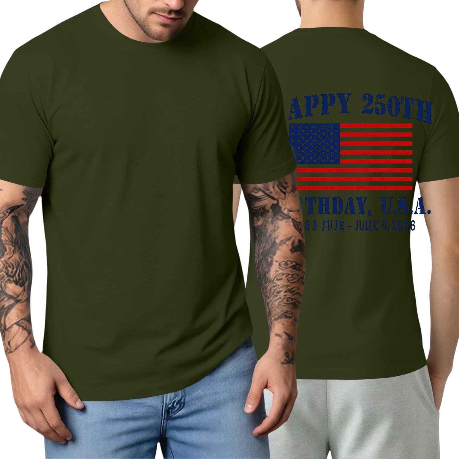 

Men s Short-sleeved Fashionable Casual Everyday Trendy Letter Print Short-sleeved Shirt L армия зеленый