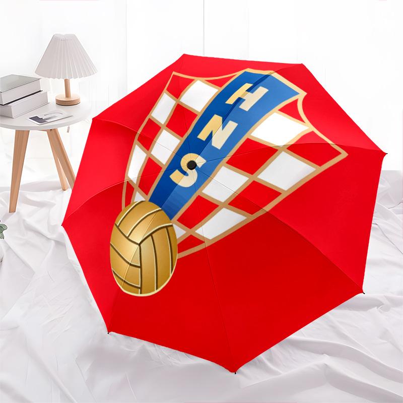 Modello della Federazione Calcistica Croata, ombrello pieghevole automatico, design portatile e pieghevole, 8 stecche, un regalo di Natale o di compleanno.